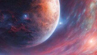 "Ilustrasi eksoplanet dengan permukaan lava yang berpijar di satu sisi dan lapisan es tebal di sisi lain, menggambarkan kondisi ekstrem di luar tata surya."