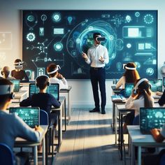 Ilustrasi seseorang belajar menggunakan perangkat digital baru di tahun 2025."